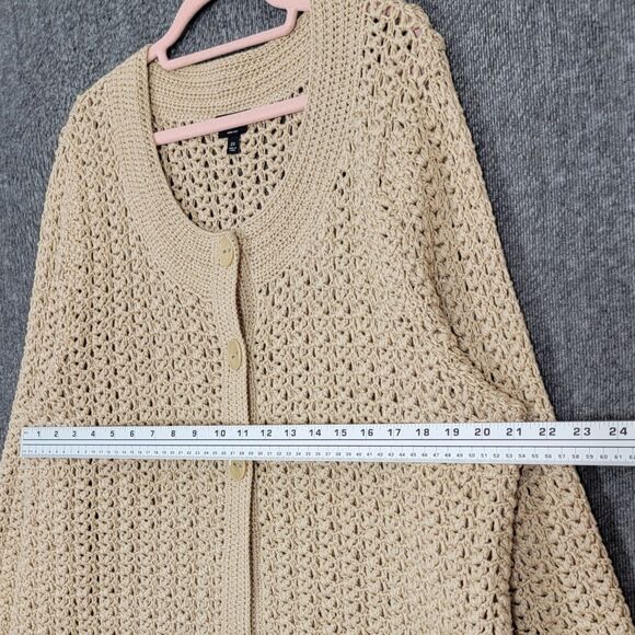 Talbots Cardigan Sweater Womens 2X Tan Hand Knit Mercerized Cotton 3-Button - Picture 6 of 13